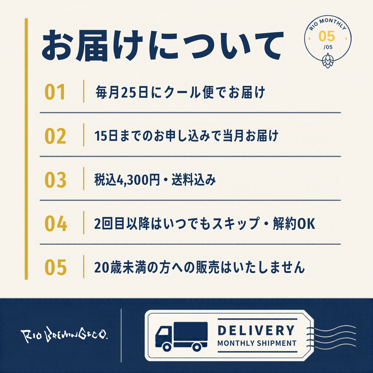 お届けについて（毎月25日にクール便でお届け）